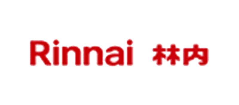 Rinnai logo, a global water heating brand partnered with Legom for thermostatic components